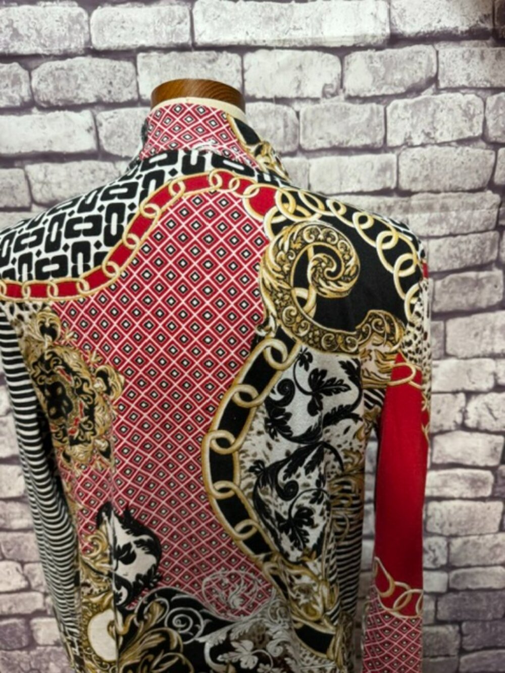 Chico's Black, White, Red & Brown Long Sleeve Jacket Size L - Picture 6 of 9